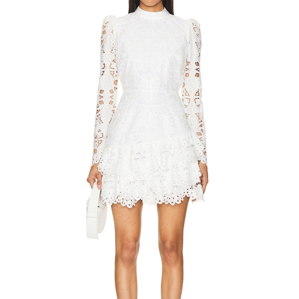 Yumi Kim White Lace Long-Sleeve Mini Dress